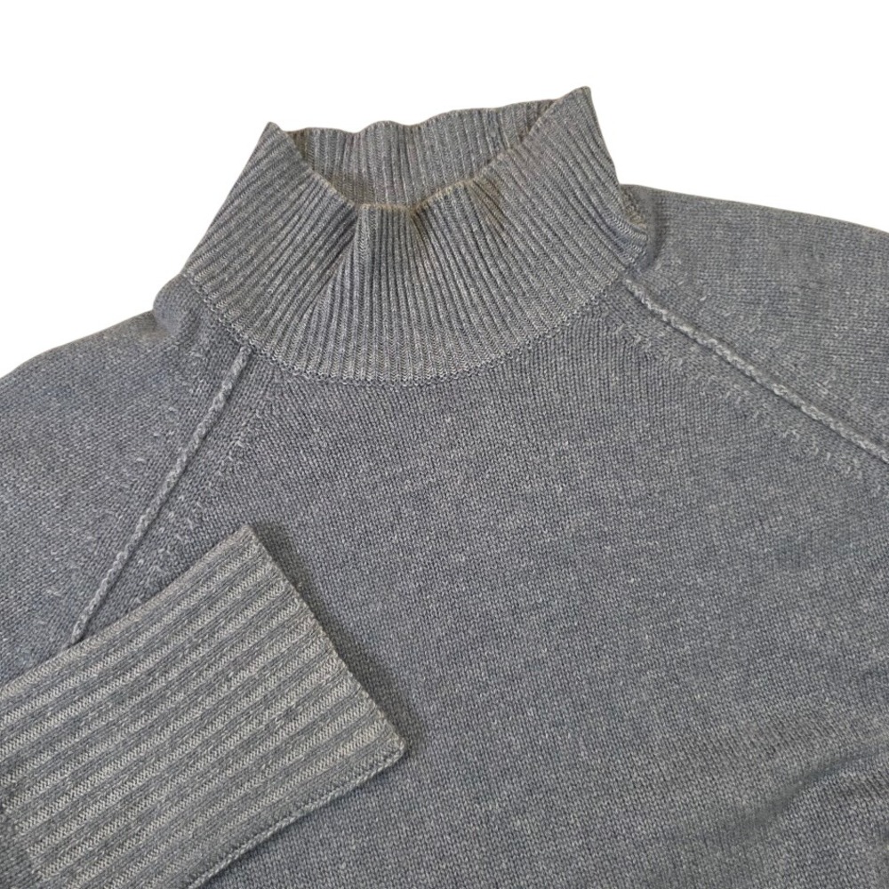 Kinross Cashmere Womens Medium Sweater Blue Mock Neck Raglan 100% Cashmere